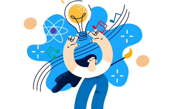 Productivity illustration with lightbulb